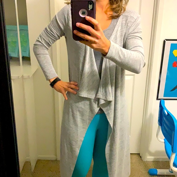 Grey Waterfall Duster Cardigan 